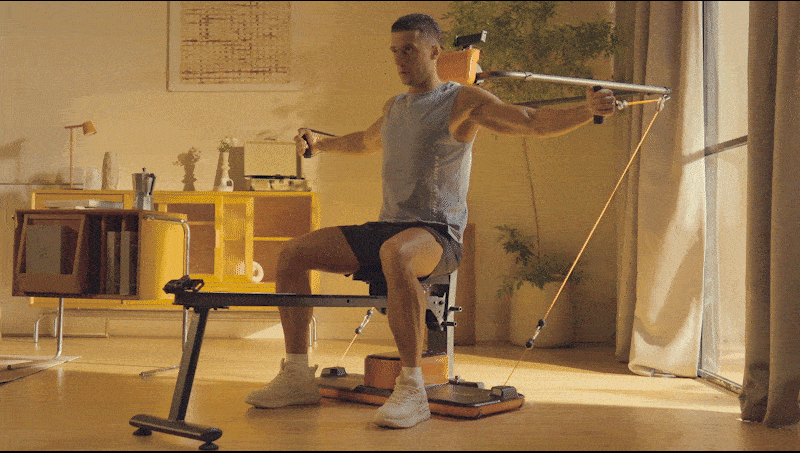 Unitop seated press Using handle on U-trainer Plus for seated upper body rows