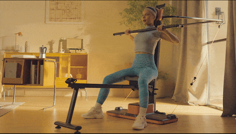 Unitop seated press 2 Using barbell on U-trainer Plus for seated chest press