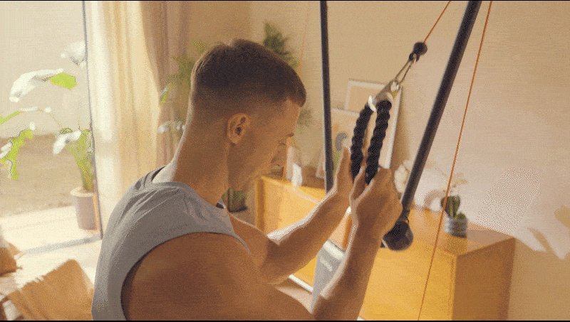 Using tricep rope on U-trainer Plus for standing lat pulldowns